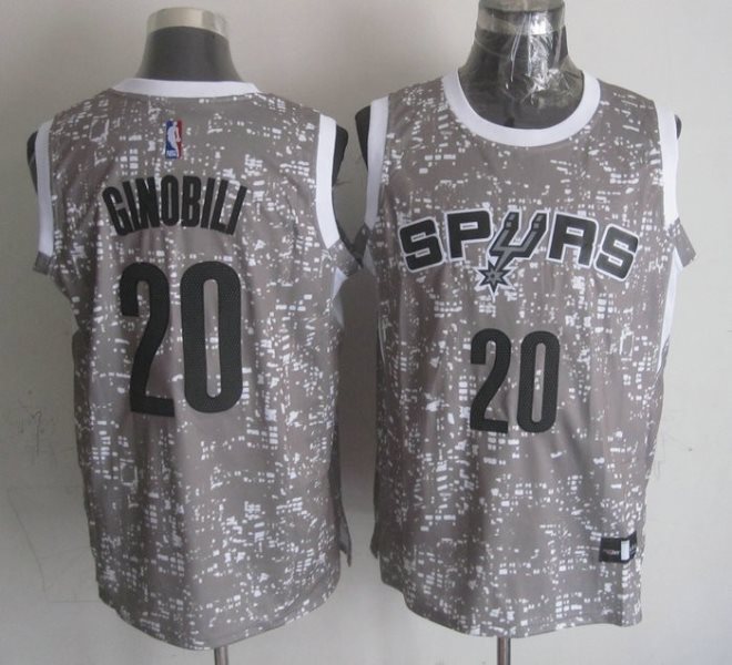 NBA Spurs 20 Manu Ginobili Gray City Luminous Men Jersey
