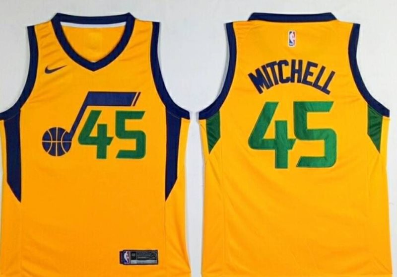 NBA Jazz 45 Donovan Mitchell Yellow Nike Swingman Men Jersey