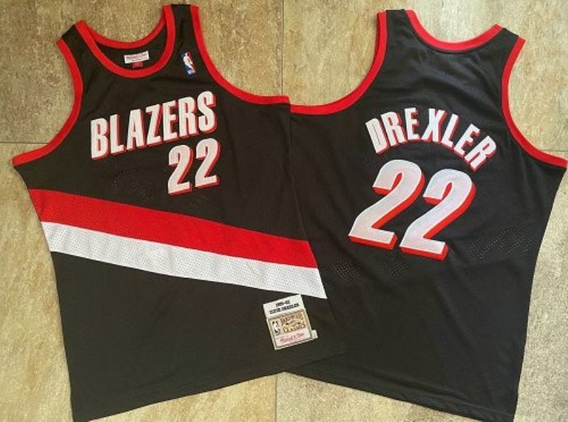 NBA Blazers 22 Clyde Drexler Black 1991-92 Hardwood Classics Men Jersey