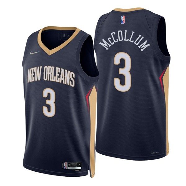 NBA New Orleans Pelicans 3 C.J. McCollum Navy Men Jersey