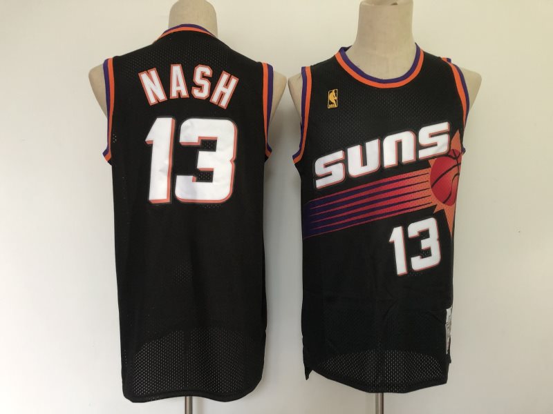NBA Suns 13 Steve Nash Black Hardwood Classics Men Jersey