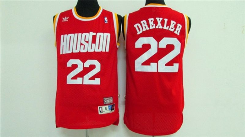 NBA Rockets 22 Clyde Drexler Red Throwback Men Jersey