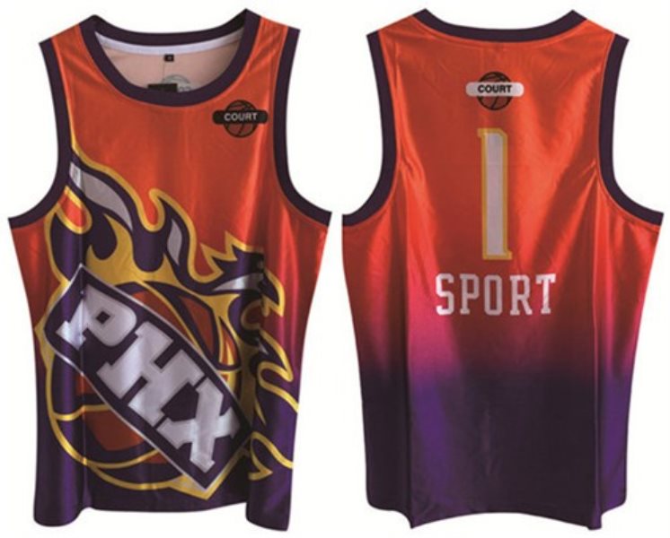 NBA Phoenix Suns 1 Devin Booker Purple Orange Print Basketball Men Jersey