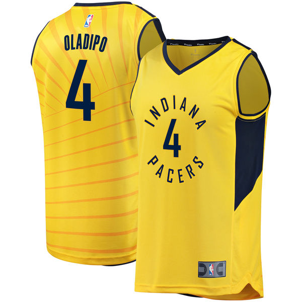 NBA Pacers 4 Victor Oladipo Gold Statement Edition Men Jersey