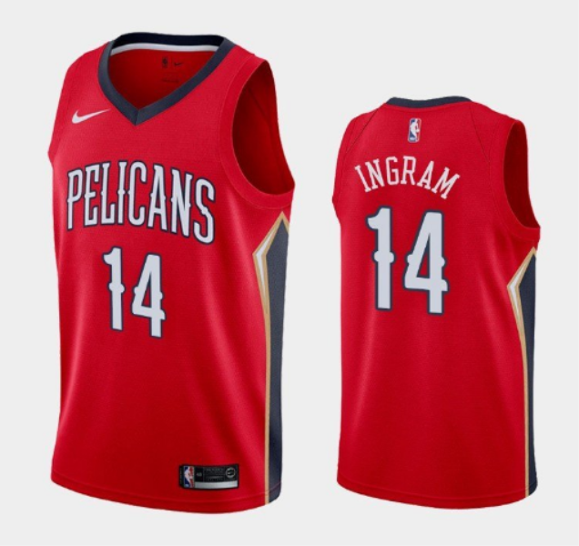 NBA Pelicans 14 Brandon Ingram Red Nike Men Jersey