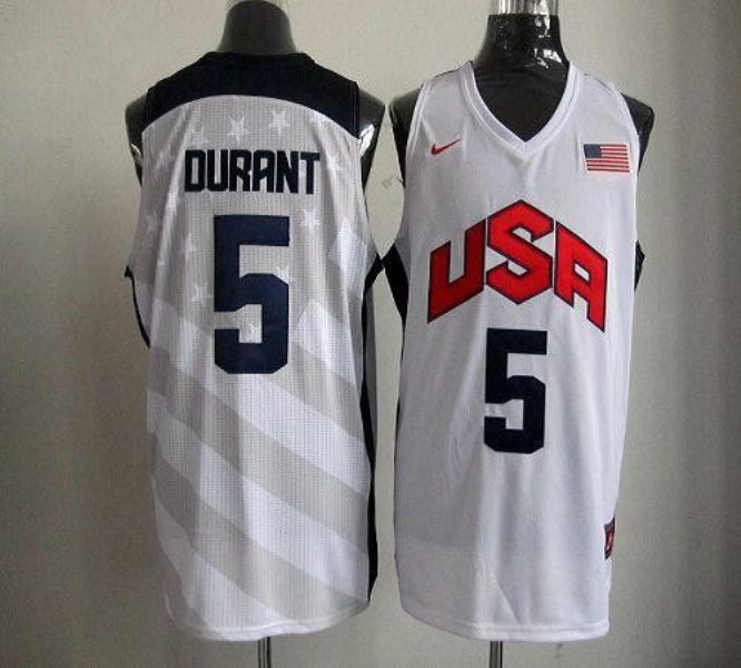 2012 Olympics Team USA No.5 Kevin Durant White Men's Basketball Jersey