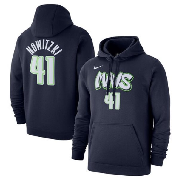 NBA Maverick 41 Dirk Nowitzki Navy 2019-20 City Edition Name & Number Pullover Hoodie