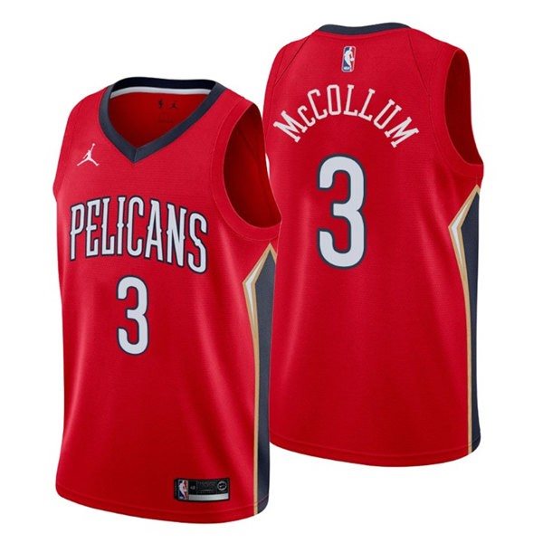 NBA New Orleans Pelicans 3 C.J. McCollum Red Men Jersey