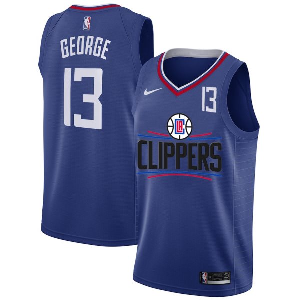 NBA Clippers 13 Paul George White Nike Number Men Jersey