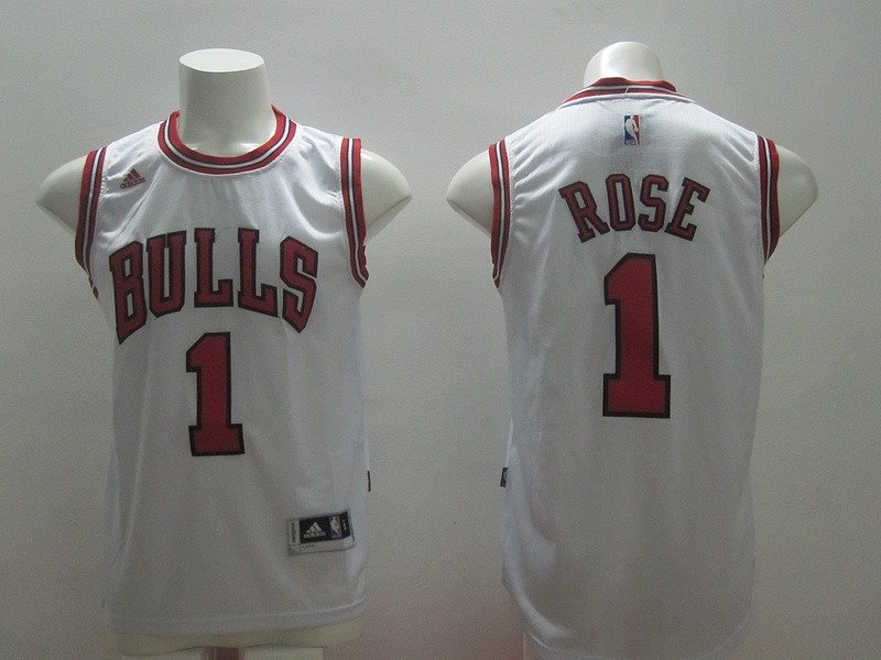 NBA Bulls 1 Rose White New Revolution 30 Men Jersey