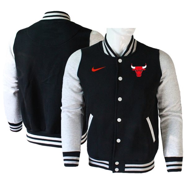 NBA Chicago Bulls Blank Black Grey Nike Wool Jacket