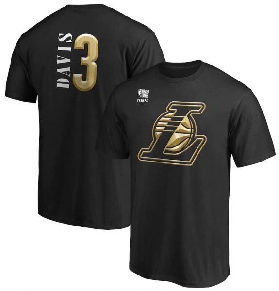 NBA Lakers 3 Anthony Davis Black 2020 Finals Champions Court Vision Name & Number T-Shirt