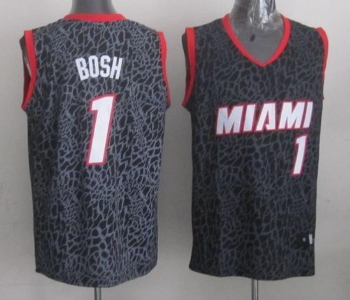 NBA Heat 1 Chris Bosh Black Crazy Light Men Jersey