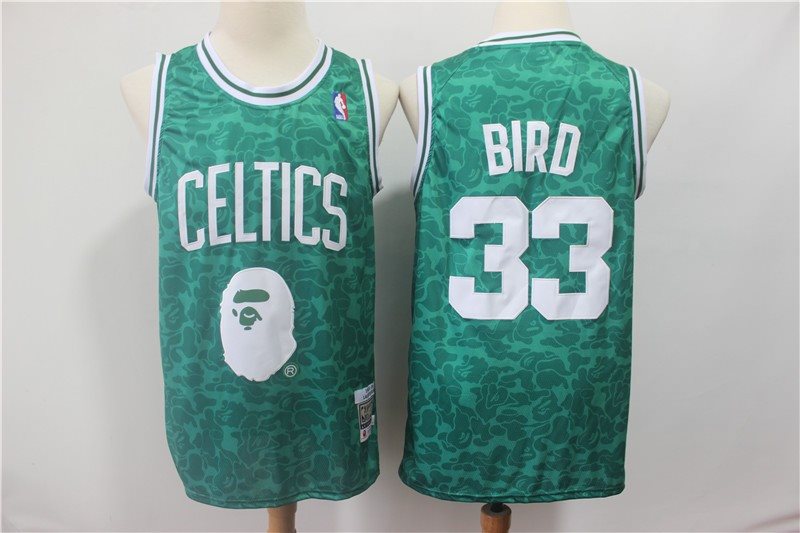 NBA Celtics Bape 33 Larry Bird Green Hardwood Classics Men Jersey