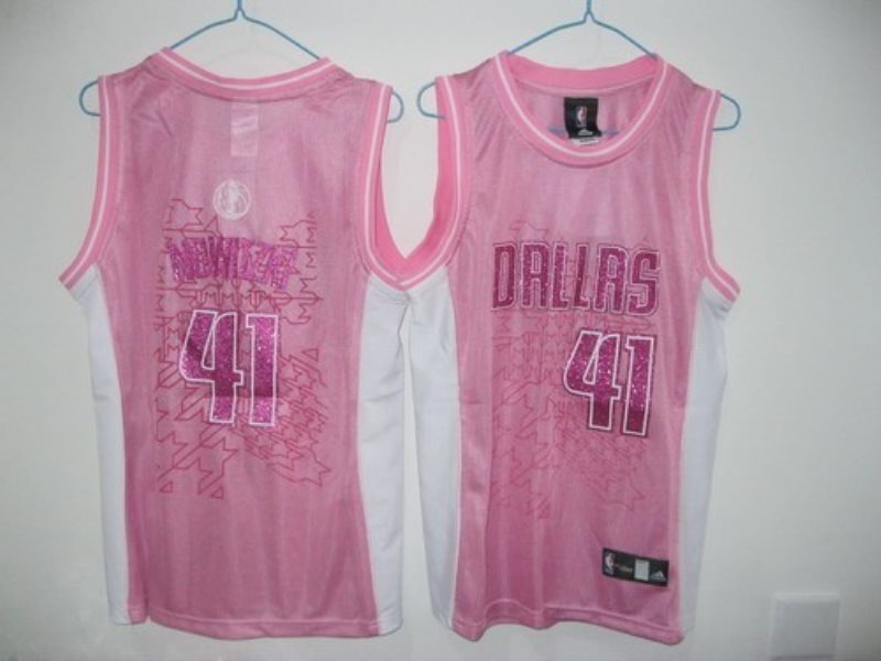 NBA Mavericks 41 Dirk Nowitzki Pink Women Jersey