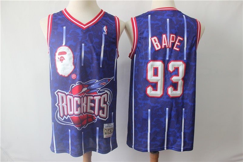NBA Rockets 93 Bape Navy 2002-03 Hardwood Classics Men Jersey