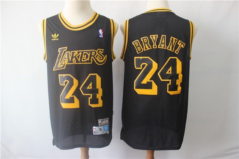 NBA Lakers 24 Kobe Bryant Black Hardwood Classics Men Jersey