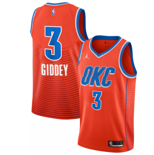 NBA Thunder 3 City Giddey Orange Jordan Men Jersey