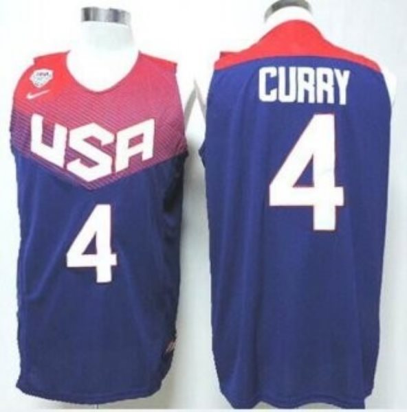 Team USA No.4 Stephen Curry Blue Men's Basketball Jersey