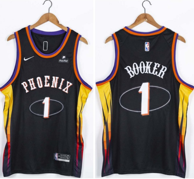 NBA Suns 1 Devin Booker Black 75th Anniversary Nike Men Jersey