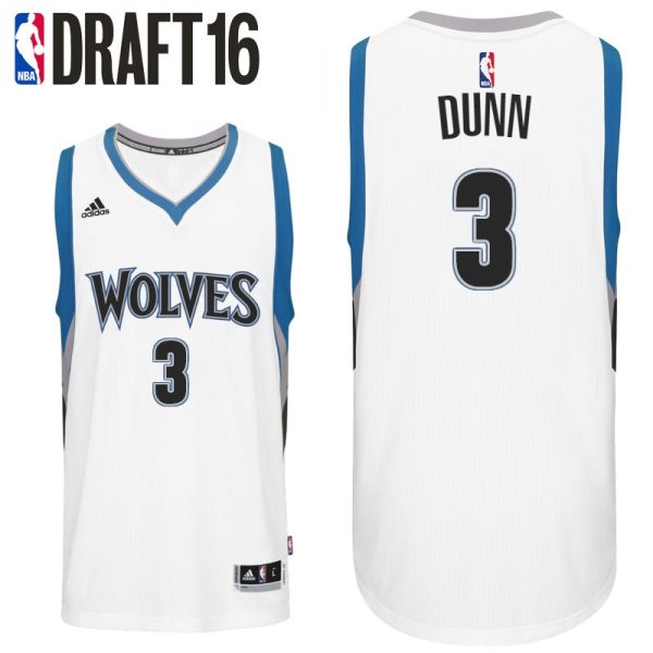 NBA Timberwolves 3 Kris Dunn White Men Jersey