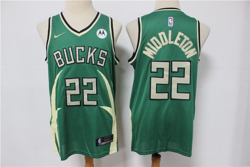 NBA Bucks 22 Khris Middleton Green Men Jersey