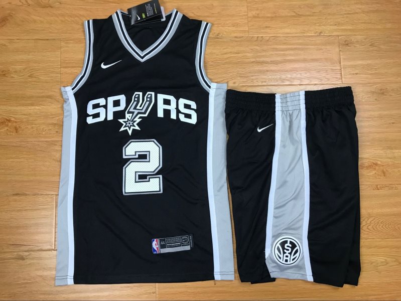 NBA Spurs 2 Kawhi Leonard Black Nike Swingman Men Jersey With Shorts