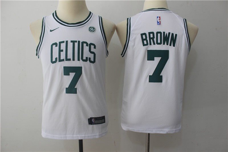 NBA Celtics 7 Jaylen Brown White Nike Swingman Youth Jersey