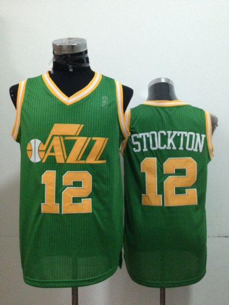 NBA Jazz 12 John Stockton Green Men Jersey