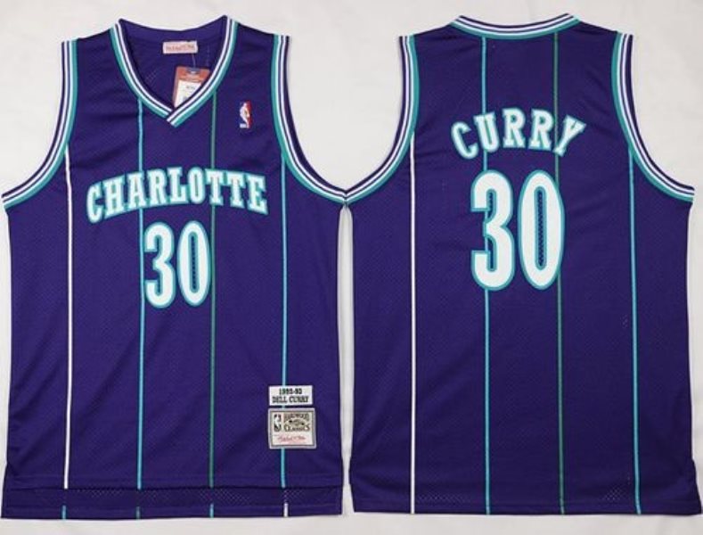 NBA Hornets 30 Dell Curry Purple Throwback Men Jersey