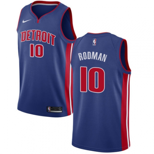NBA Pistons 10 Dennis Rodman Detroit Blue Men Jersey