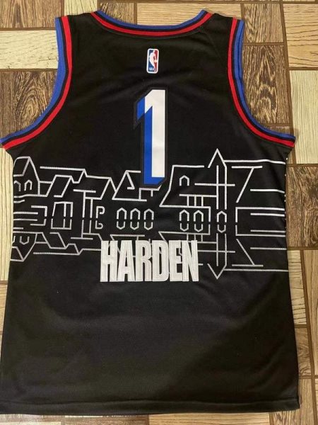 NBA 76ers 1 Harden Black Men Jersey