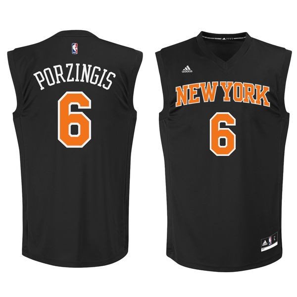 NBA Knicks 6 Kristaps Porzingis Black Fashion Replica Men Jersey