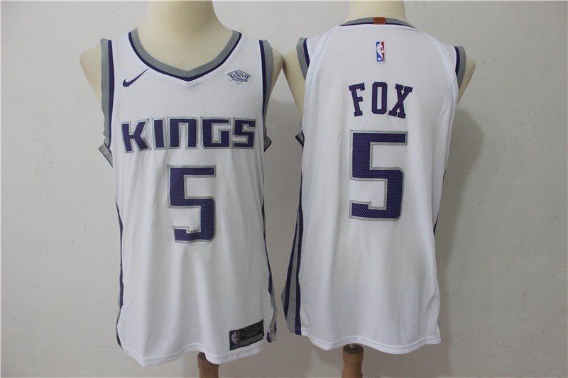 NBA Kings 5 De'Aaron Fox White Nike Authentic Men Jersey