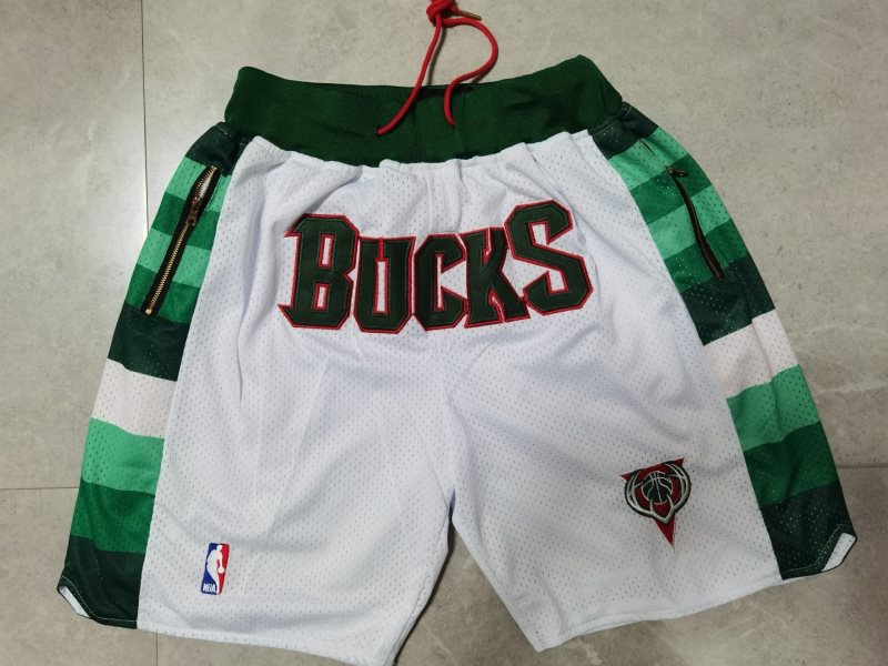 NBA Milwaukee Bucks White Shorts (Run Smaller)