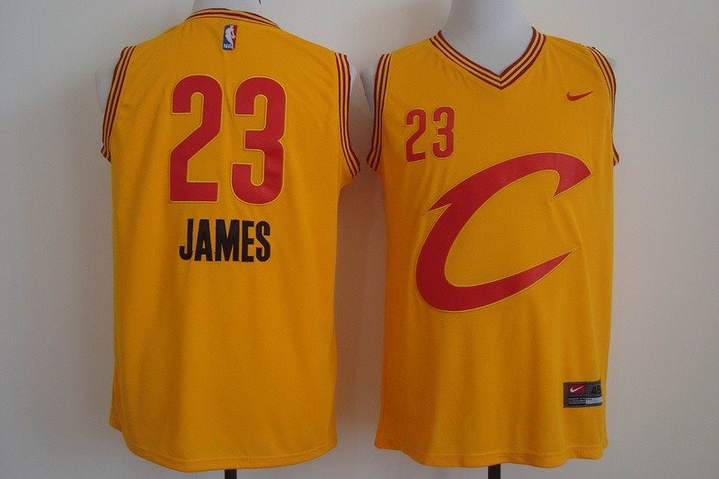 NBA Cavaliers 23 Lebron James Yellow Pride Nike Men Jersey