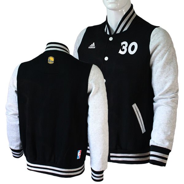NBA Golden State Warriors 30 Stephen Curry Black Adidas Wool Jacket