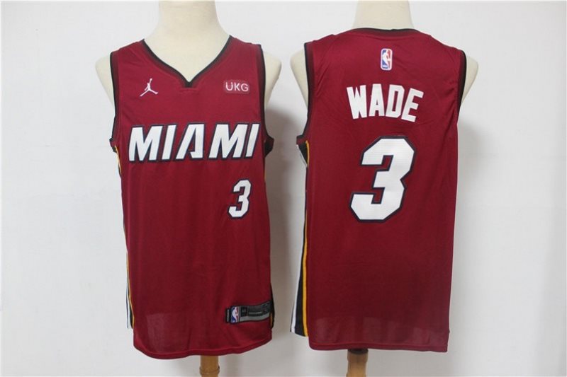 NBA Heat 3 Dwyane Wade Red Jordan Men Jersey