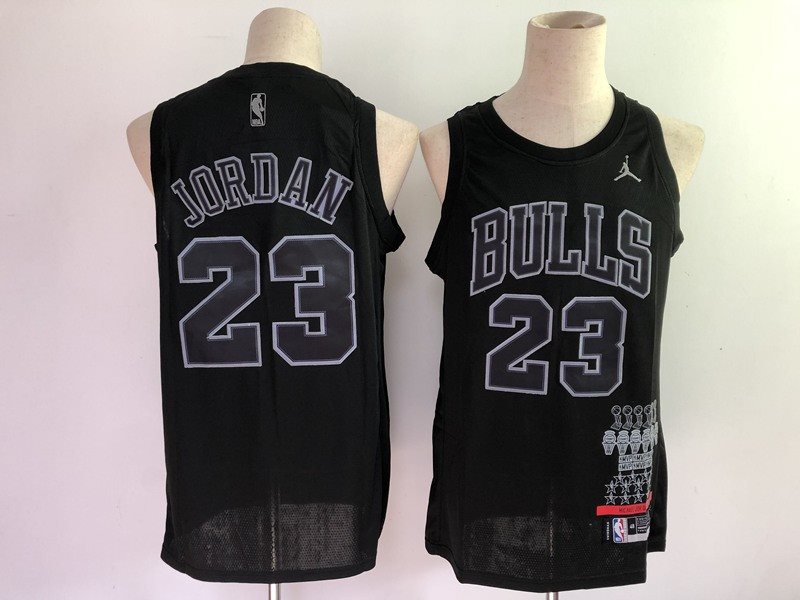 NBA Bulls 23 Michael Jordan Black Nike Men Jersey