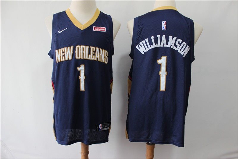 NBA Pelicans 1 Zion Williamson Navy Nike Men Jersey