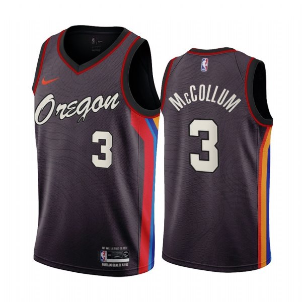 NBA Blazers 3 C.J. McCollum Chocolate 2020-21 City Edition Nike Men Jersey