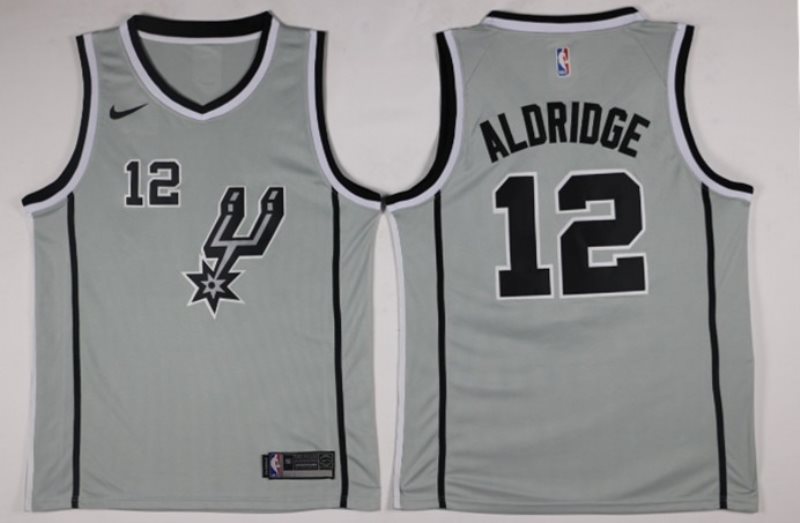 NBA Spurs 12 LaMarcus Aldridge Nike Gray Men Jersey