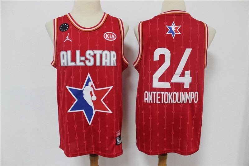 NBA Bucks 24 Giannis Antetokounmpo Red 2020 All-Star Jordan Brand Men Jersey