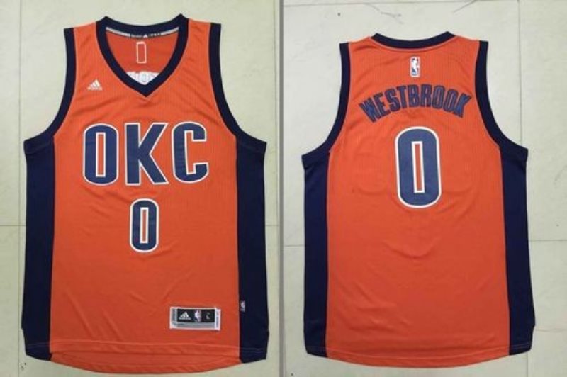 NBA Thunder 0 Russell Westbrook Orange Alternate Men Jersey
