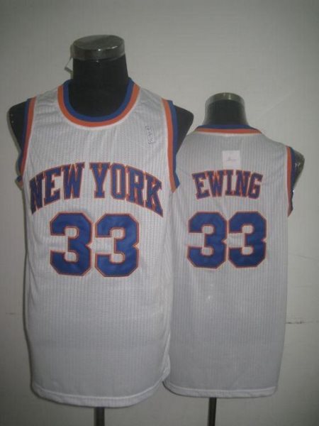NBA Knicks 33 Patrick Ewing White Throwback Men Jersey