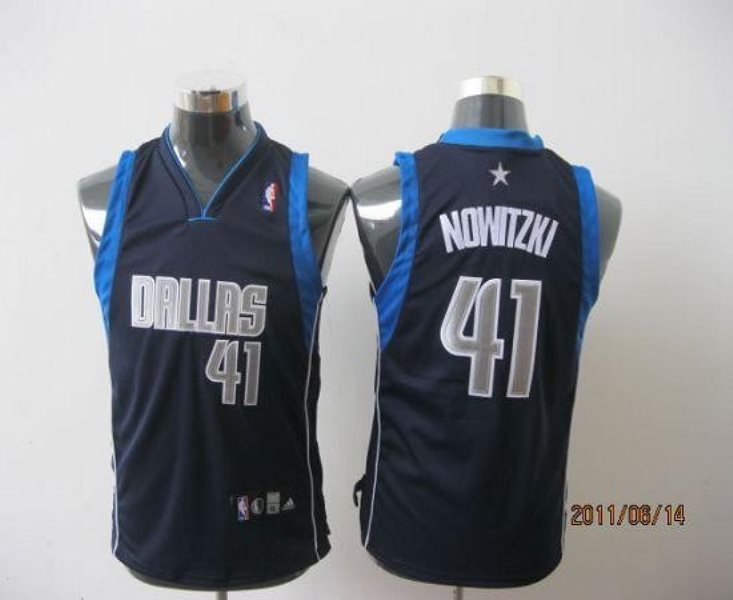 NBA Mavericks 41 Dirk Nowitzki Dark Blue Youth Jersey