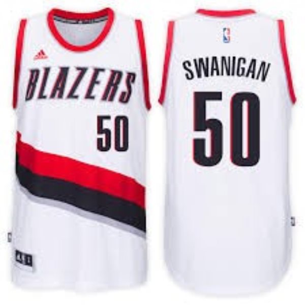 Adidas Blazers 50 Caleb Swanigan White 2017 NBA Draft Men Jersey