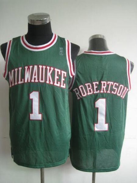 NBA Bucks 1 Oscar Robertson Green Throwback Men Jersey