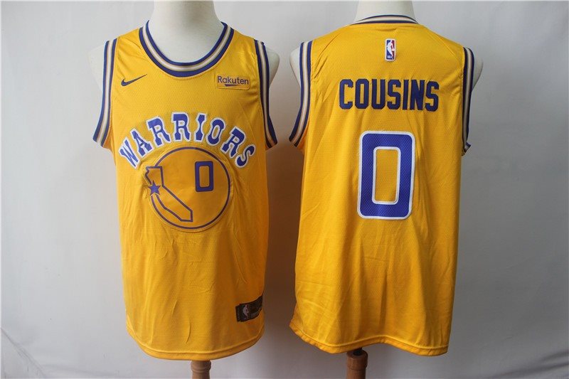NBA Warriors 0 DeMarcus Cousins Yellow Nike Men New Jersey