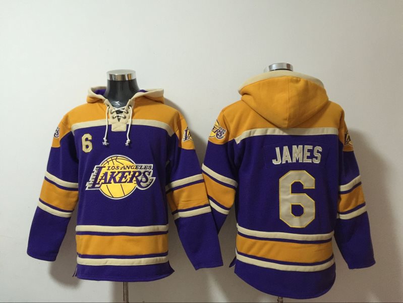 NBA Lakers 6 James Purple Hoodie Men Sweatshirt